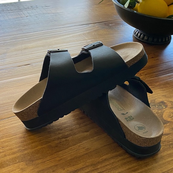Papillio Vegan Double Buckle Sandals in Black - Picture 4 of 5